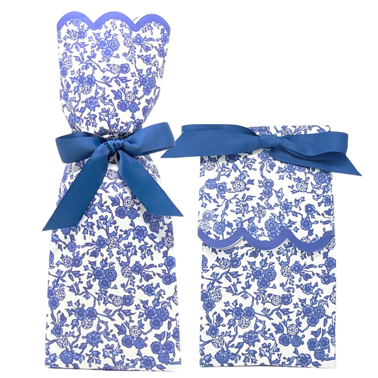 Lucy Grymes Designs - Blue Chinoiserie Wine + Gift Bag Kit | Set of 6
