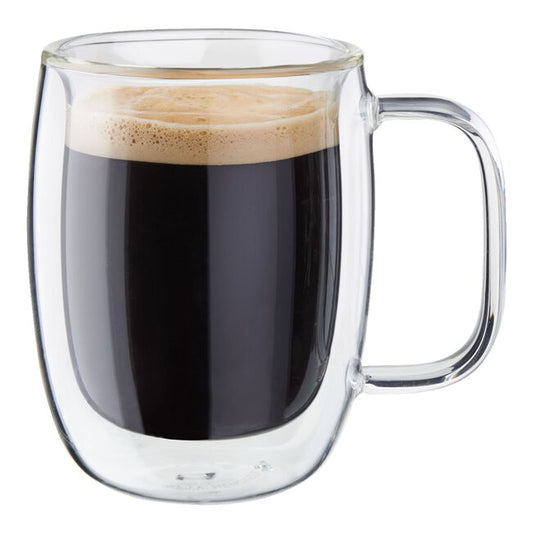 Sorrento Plus 2 piece Coffee Glass Mug Set, Double Wall
