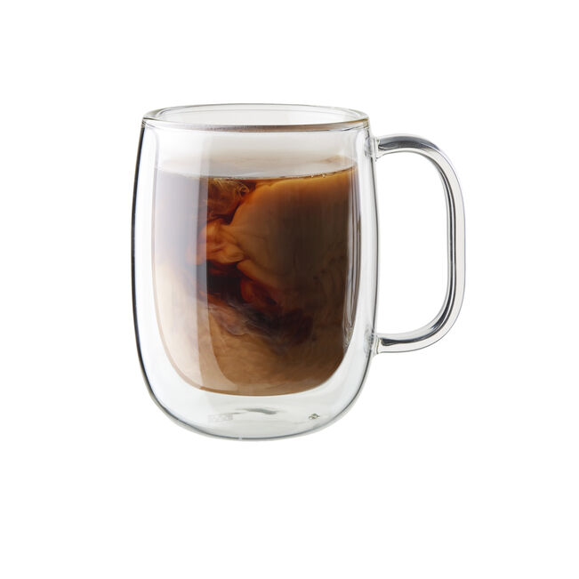 Sorrento Plus 2 piece Espresso Glass Mug Set, Double Wall