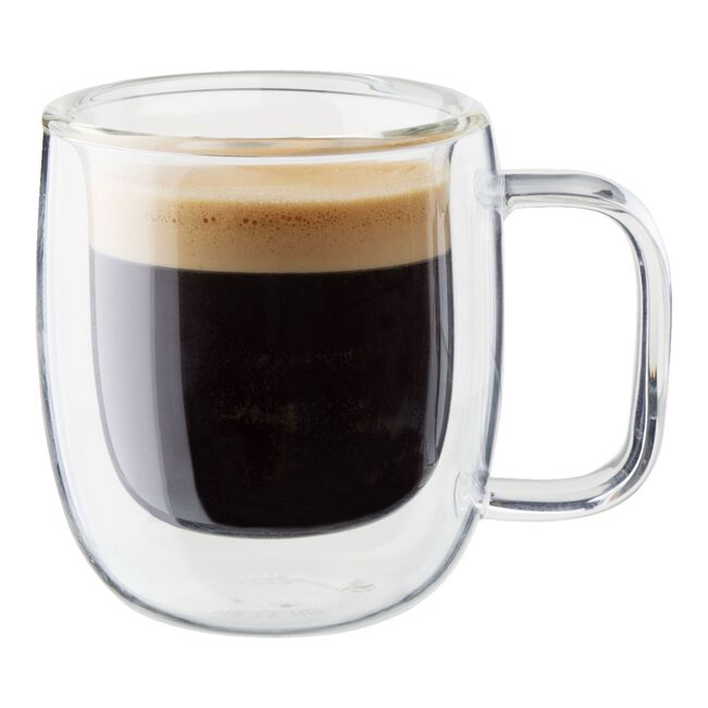 Sorrento Plus 2 piece Espresso Glass Mug Set, Double Wall 2.7 oz