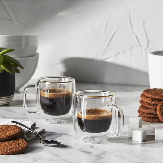 Sorrento Plus 2 piece Espresso Glass Mug Set, Double Wall 2.7 oz