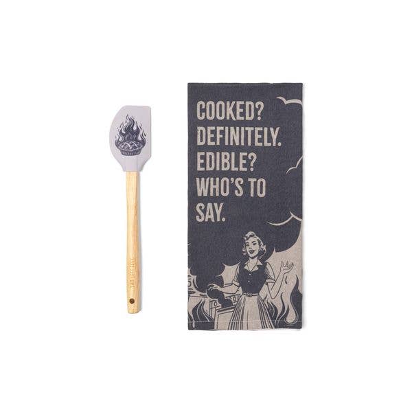 DM Merchandising - Two Left Feet The Reluctant Chef Tea Towel & Spatula Set Ast