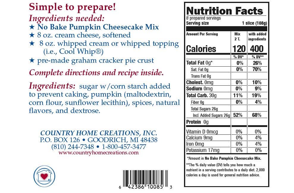 Country Home Creations - No Bake Pumpkin Cheesecake Mix
