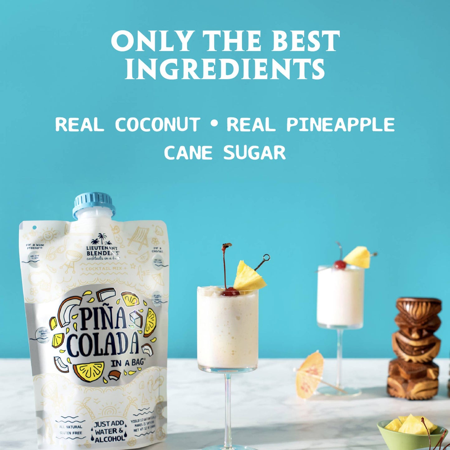 Lieutenant Blender's Cocktail Mixes - Pina Colada in a Bag® Cocktail / Mocktail Slushie Mixer
