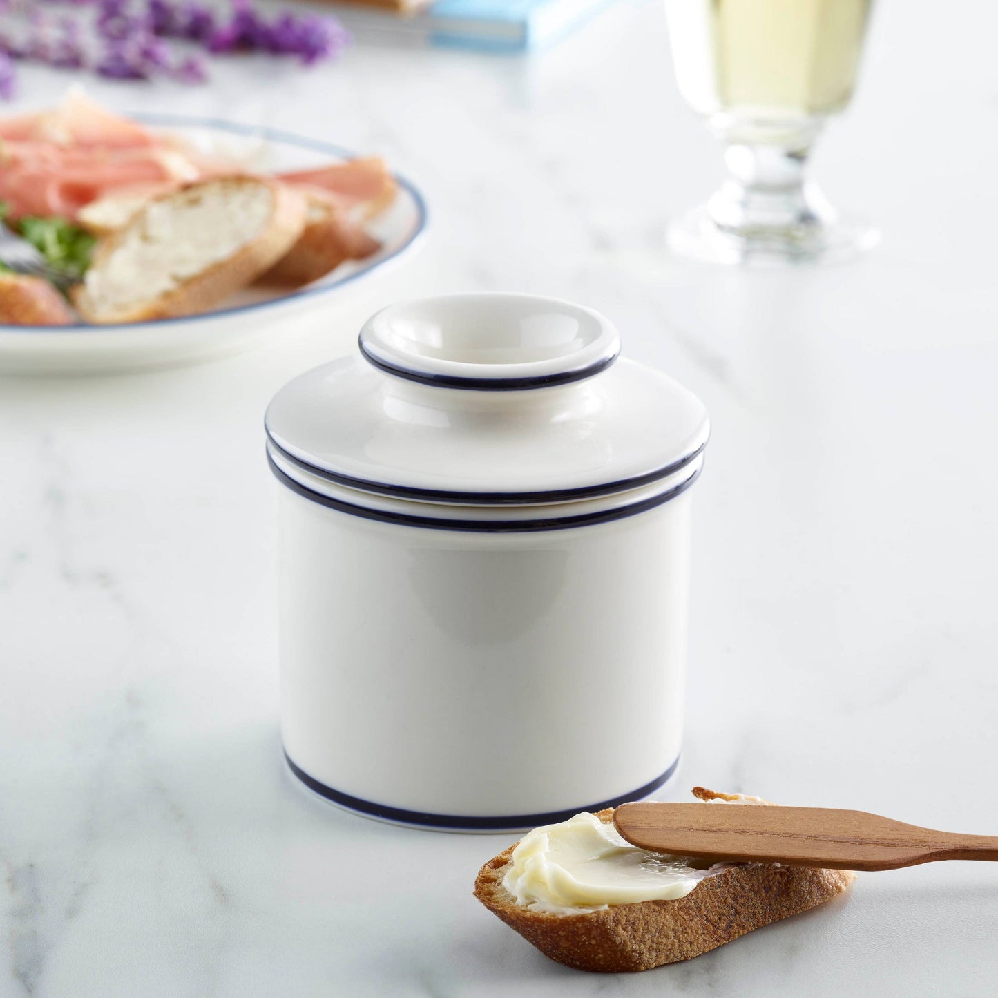 The Original Butter Bell-Le Bistro Blue Trim