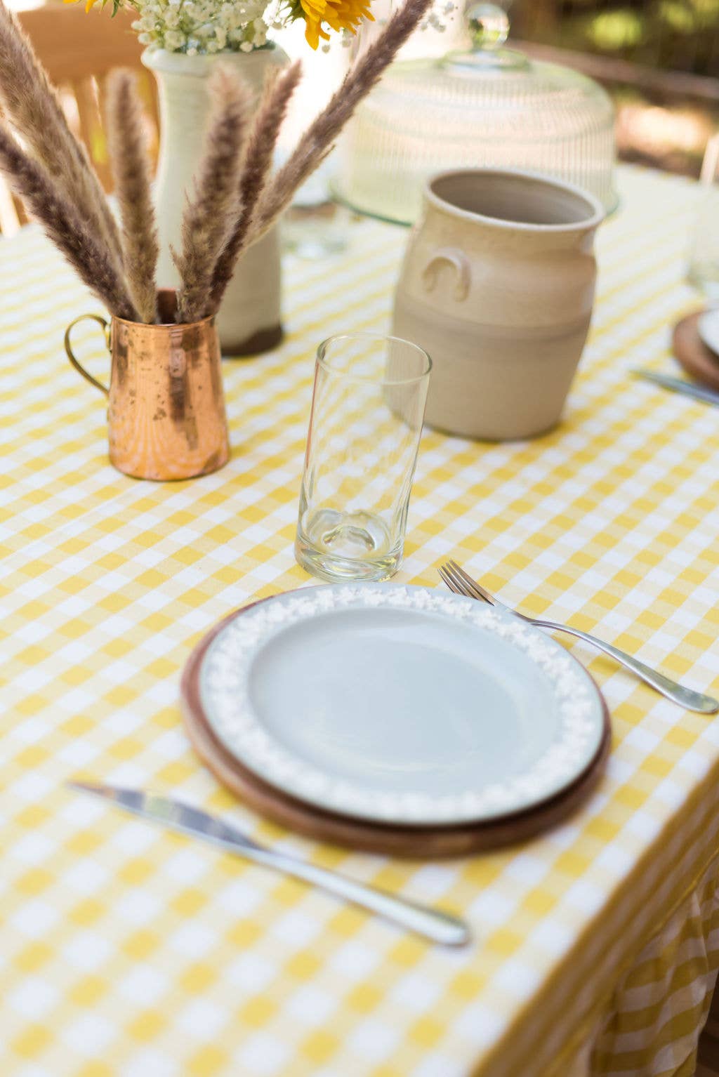 Galley and Fen - Yellow Ruffled Gingham Tablecloth