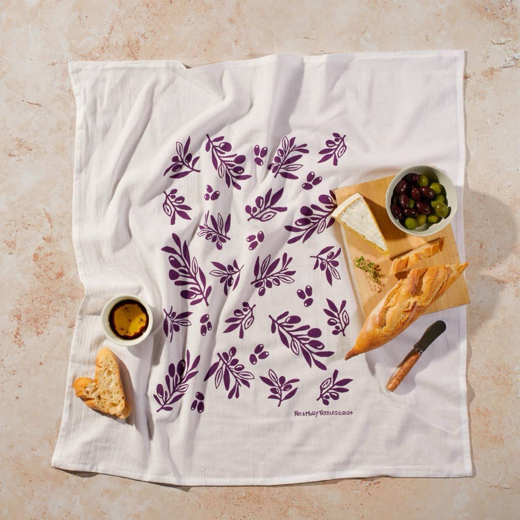 Flour Sack Dish Towel - Olives