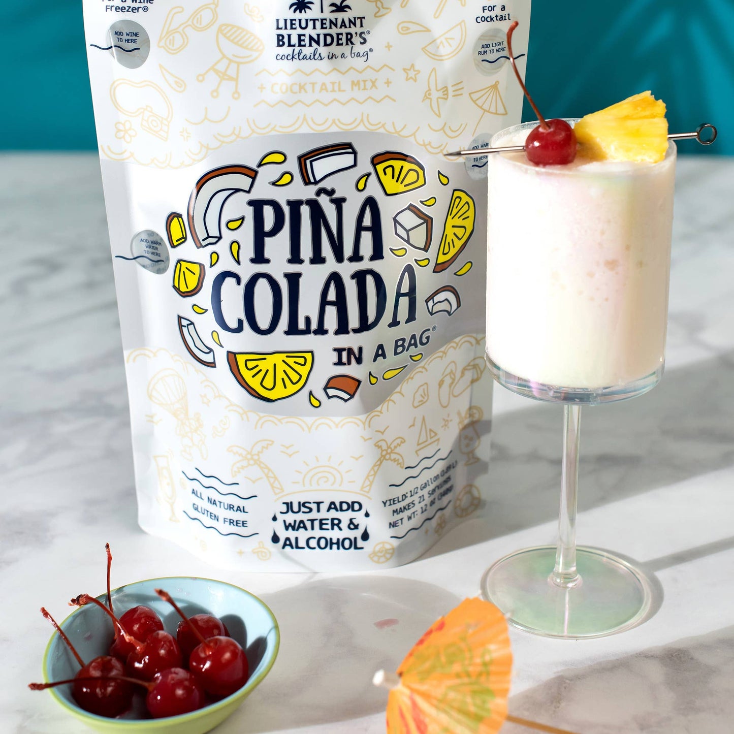 Lieutenant Blender's Cocktail Mixes - Pina Colada in a Bag® Cocktail / Mocktail Slushie Mixer