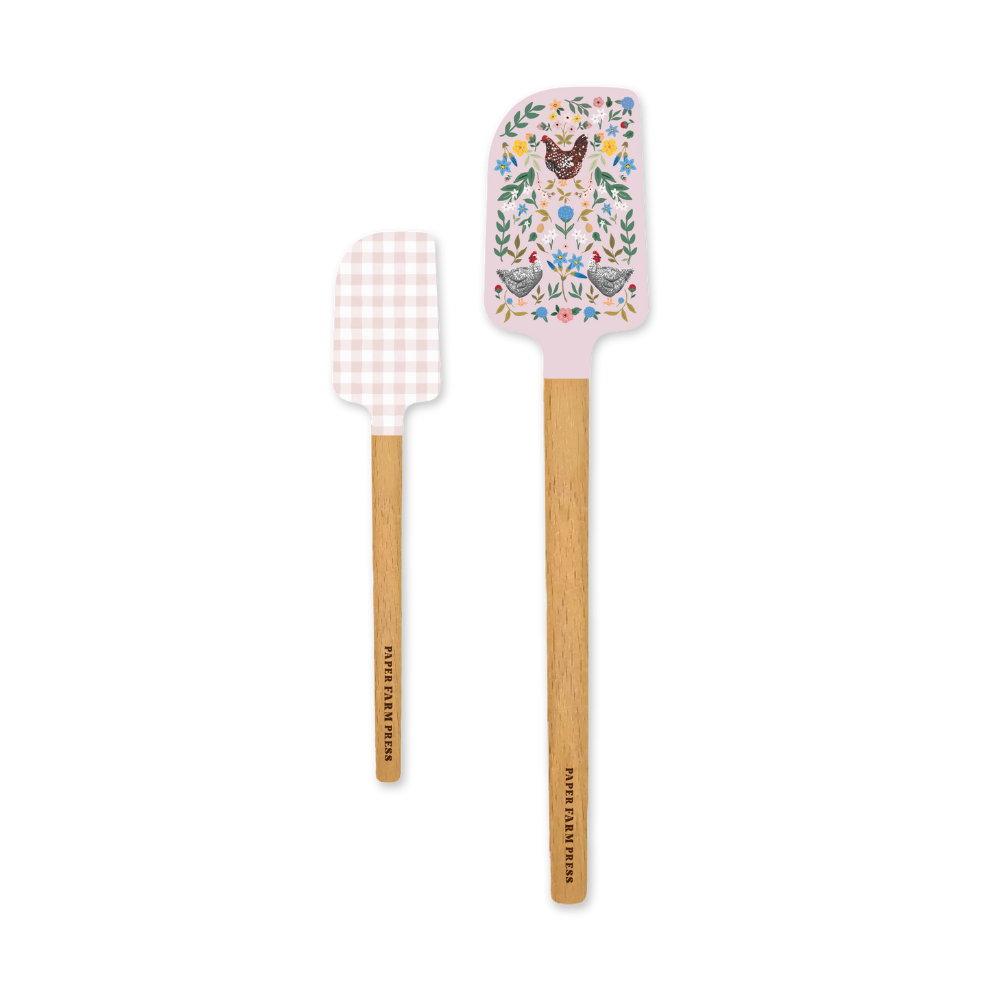 Paper Farm Press - Chicken & Flowers Silicone Kitchen Spatulas - Set of 2