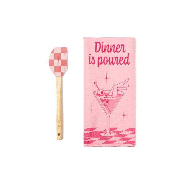DM Merchandising - Two Left Feet The Reluctant Chef Tea Towel & Spatula Set Ast