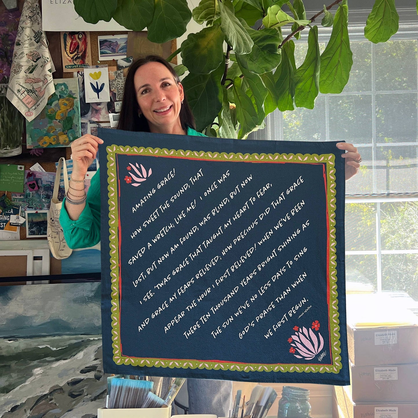 Amazing Grace Hymn Tea Towel