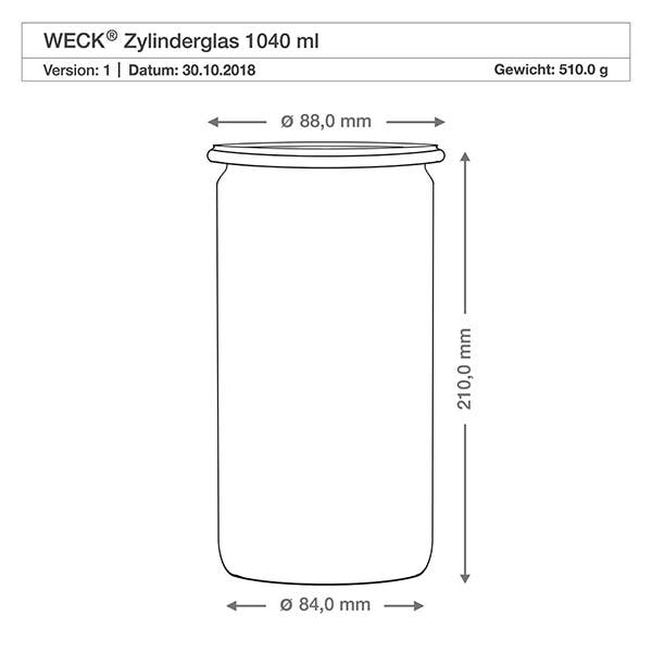 Ventures Int'l Products Inc. - WECK® Cylindrical Glass Jar 1040ml
