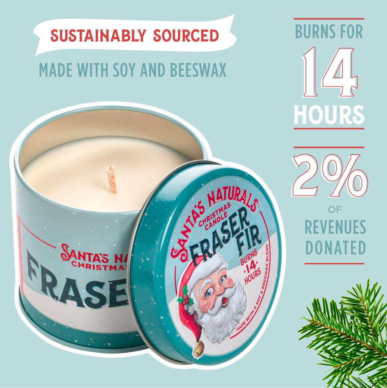 Santa's Naturals - Christmas Candle in Fraser Fir 3.5oz Mini Candles ($4 each)