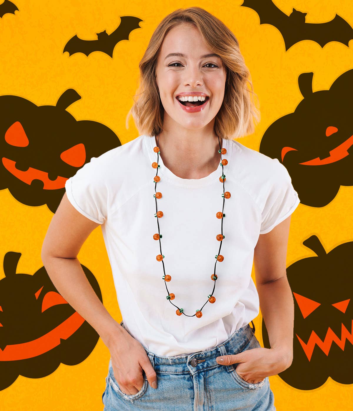 DM Merchandising - New Losta Light Pumpkin Necklace w/ 20 lights