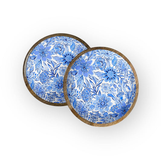 Blue Floral Round Trays 10"