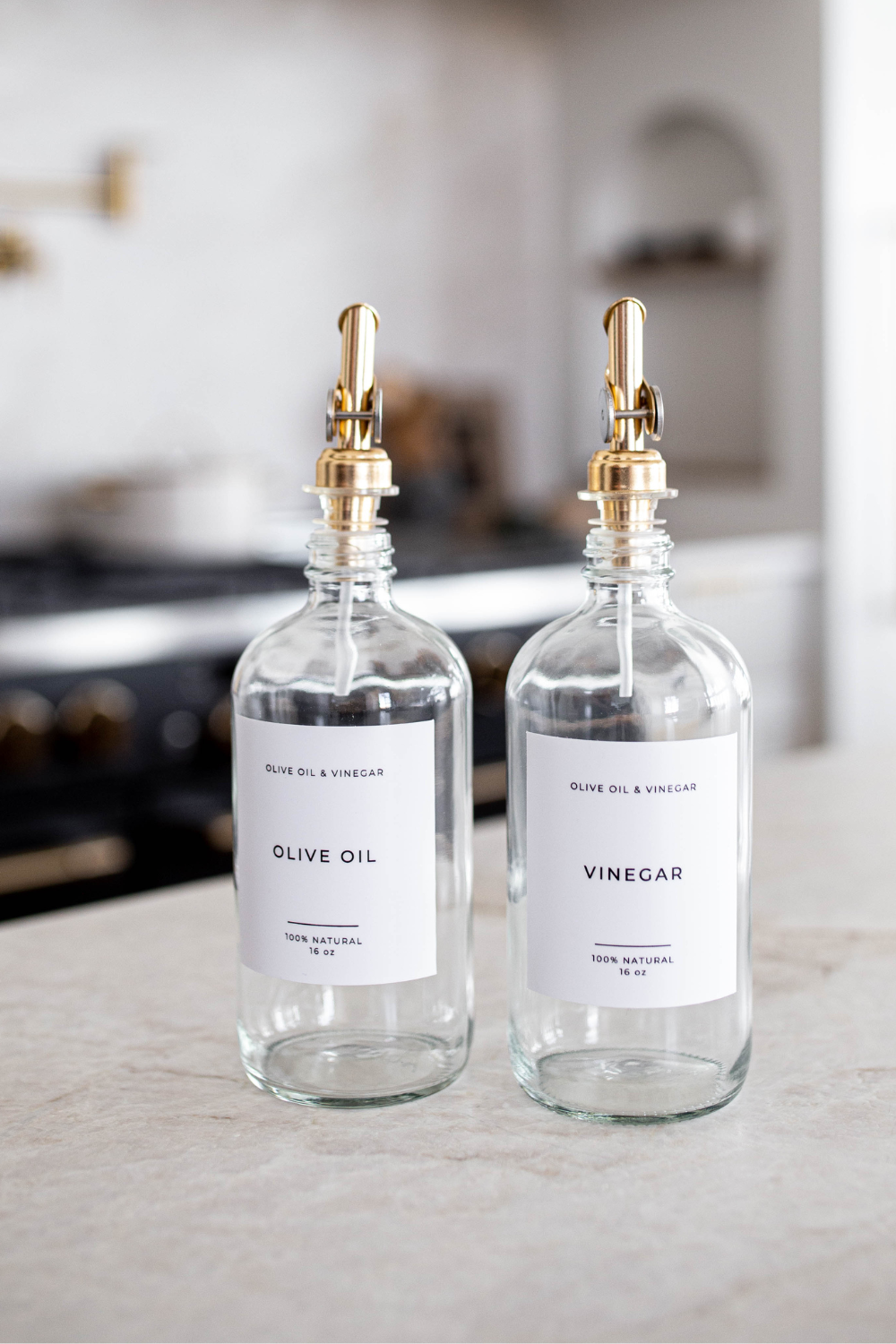 Luxe B Co - Glass Dispenser Clear Olive Oil & Vinegar Refillable Bottles