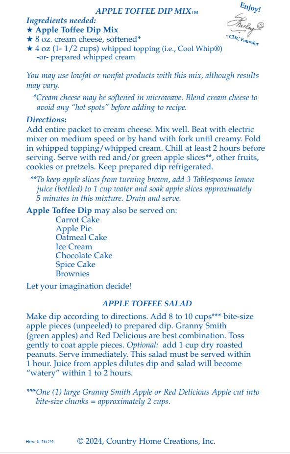 Country Home Creations - Apple Toffee Dip Mix