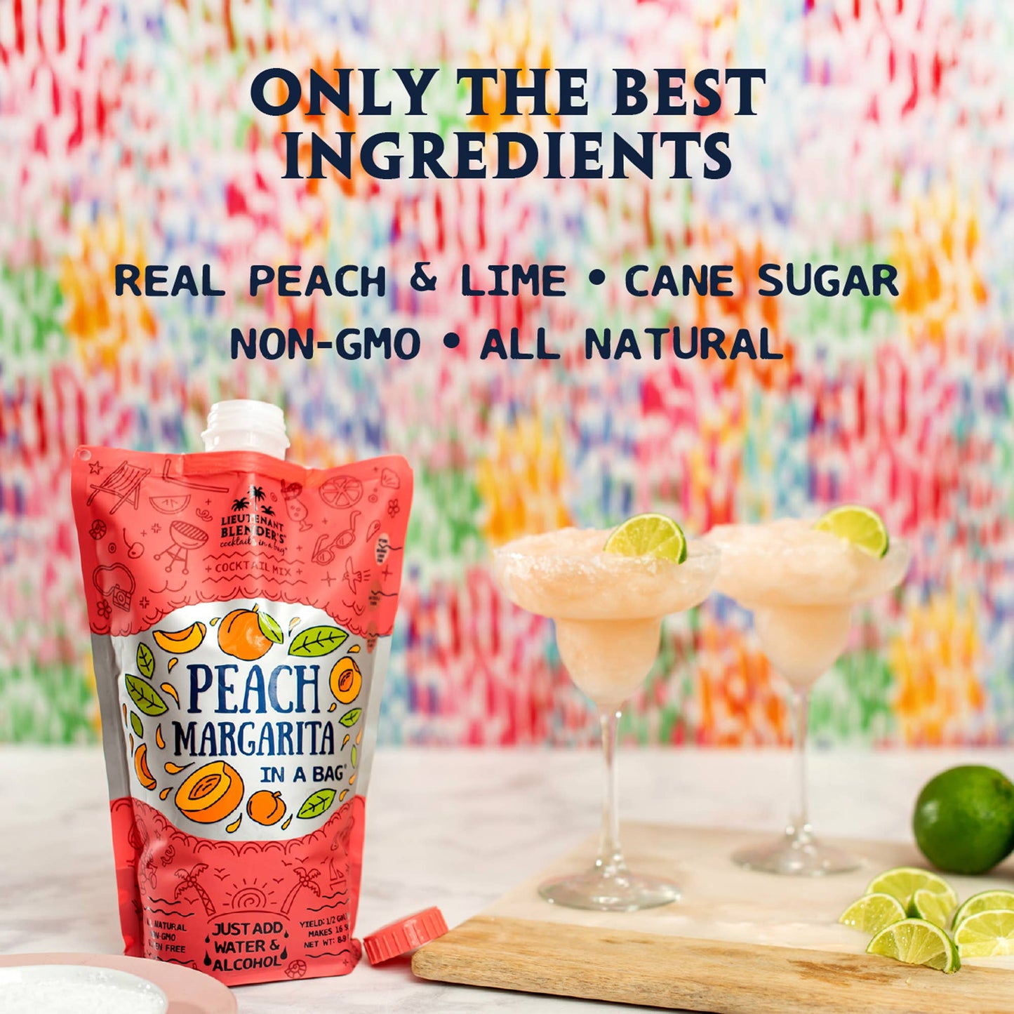 Lieutenant Blender's Cocktail Mixes - Peach Margarita in a Bag® Cocktail / Mocktail Slushie Mixer