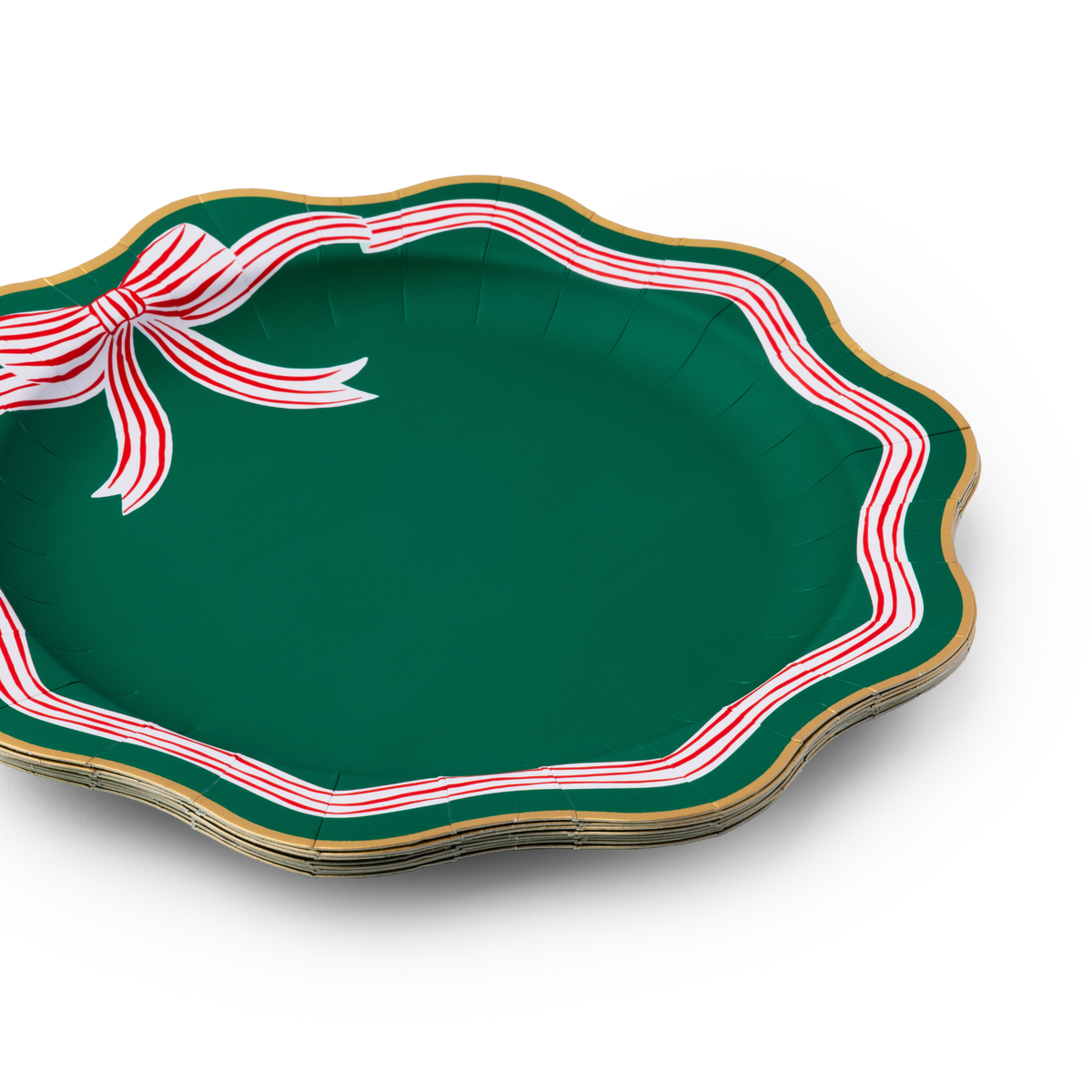 Elegant Green Peppermint Bow Dinner Plates (Set of 8)