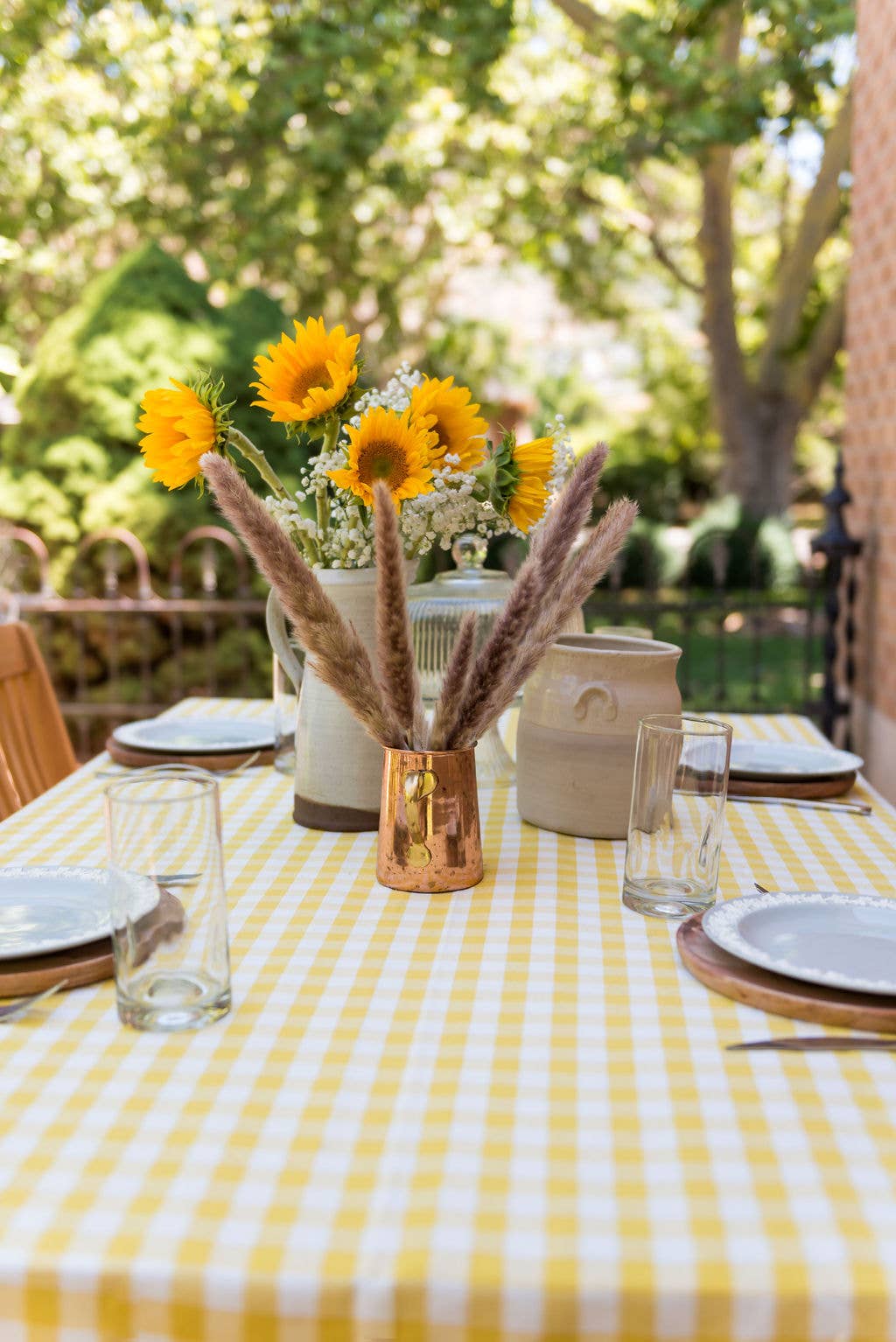 Galley and Fen - Yellow Ruffled Gingham Tablecloth