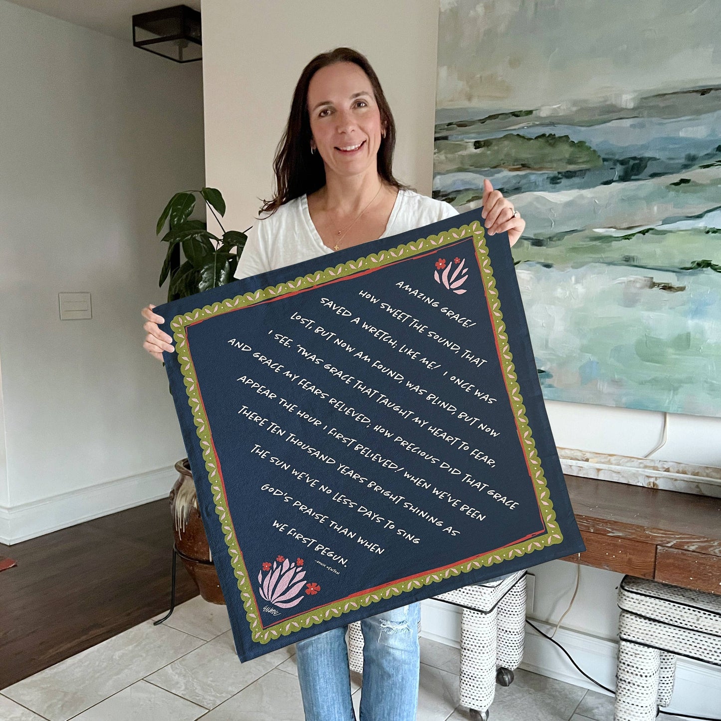 Amazing Grace Hymn Tea Towel