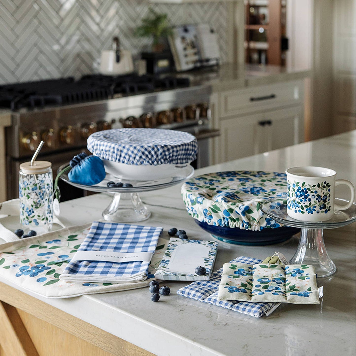 Paper Farm Press - Blueberry Field Reusable Fabric Bowl Cover Set