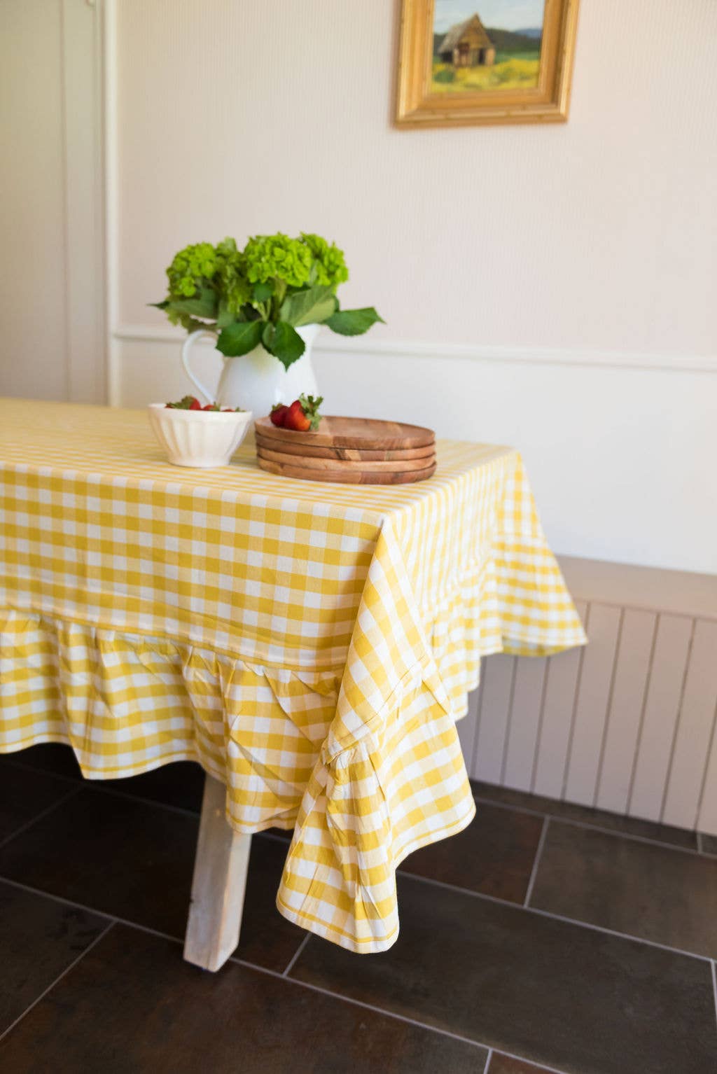 Galley and Fen - Yellow Ruffled Gingham Tablecloth