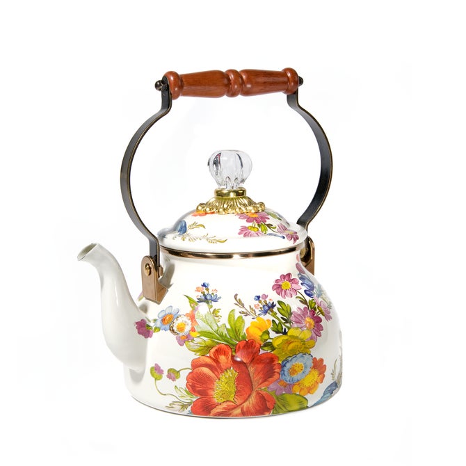 White Flower Market 2 Qt Tea Kettle