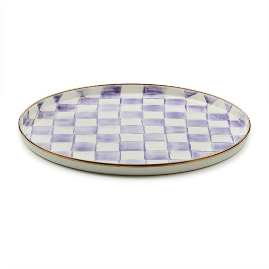 Round Tray Violet Check