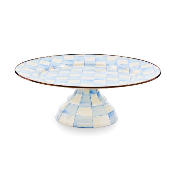 Large Pedestal Platter Violet Check