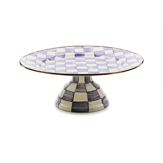 Large Pedestal Platter Violet Check