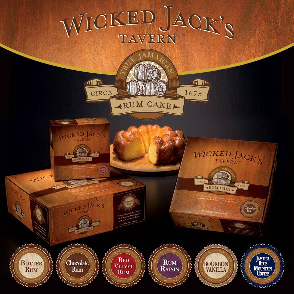 Wicked Jack's Tavern Jamaica Rum Cake- Chocolate 20oz