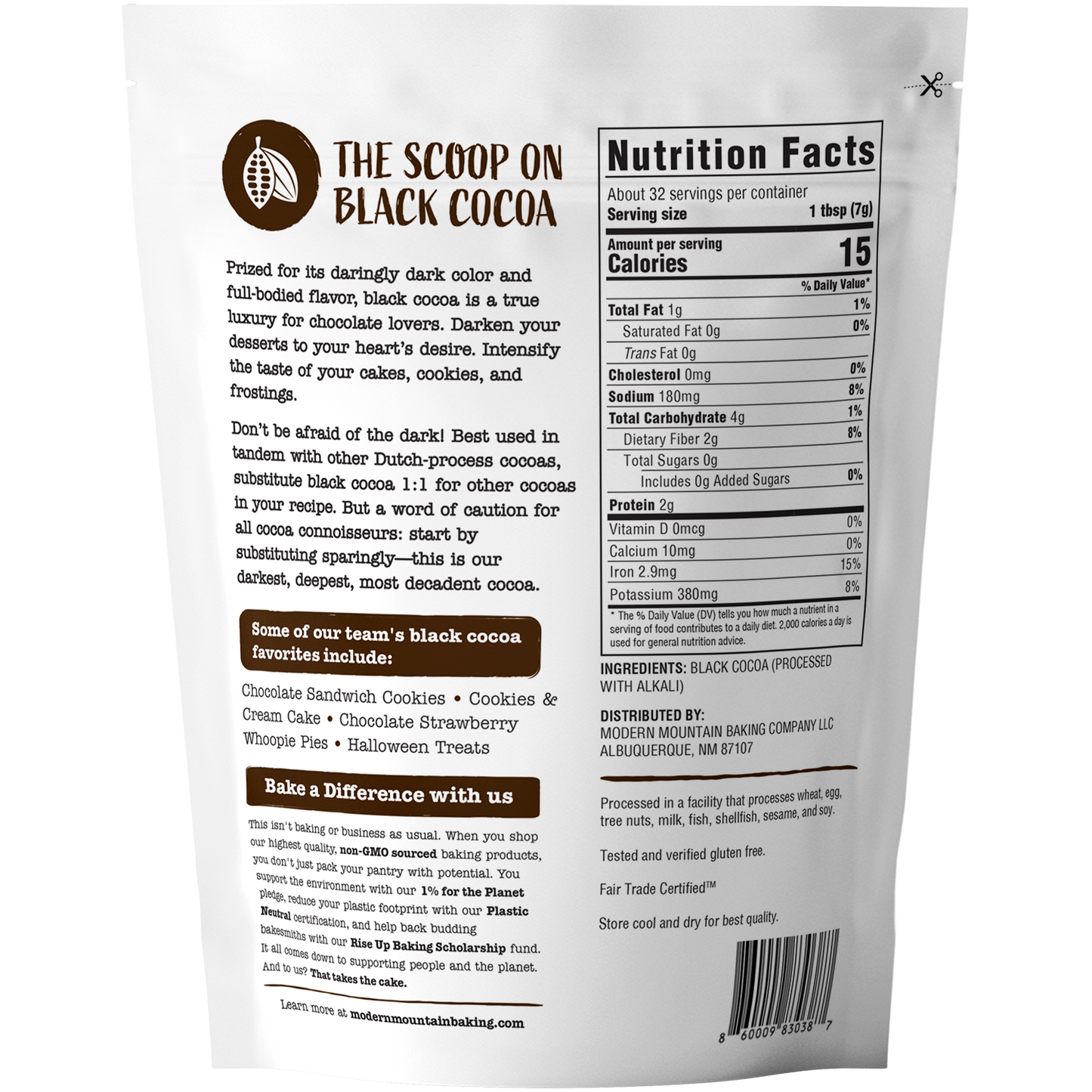 Modern Mountain Baking Company - Black Cocoa Powder - Ultra-Dark Cocoa, Fair Trade Certified