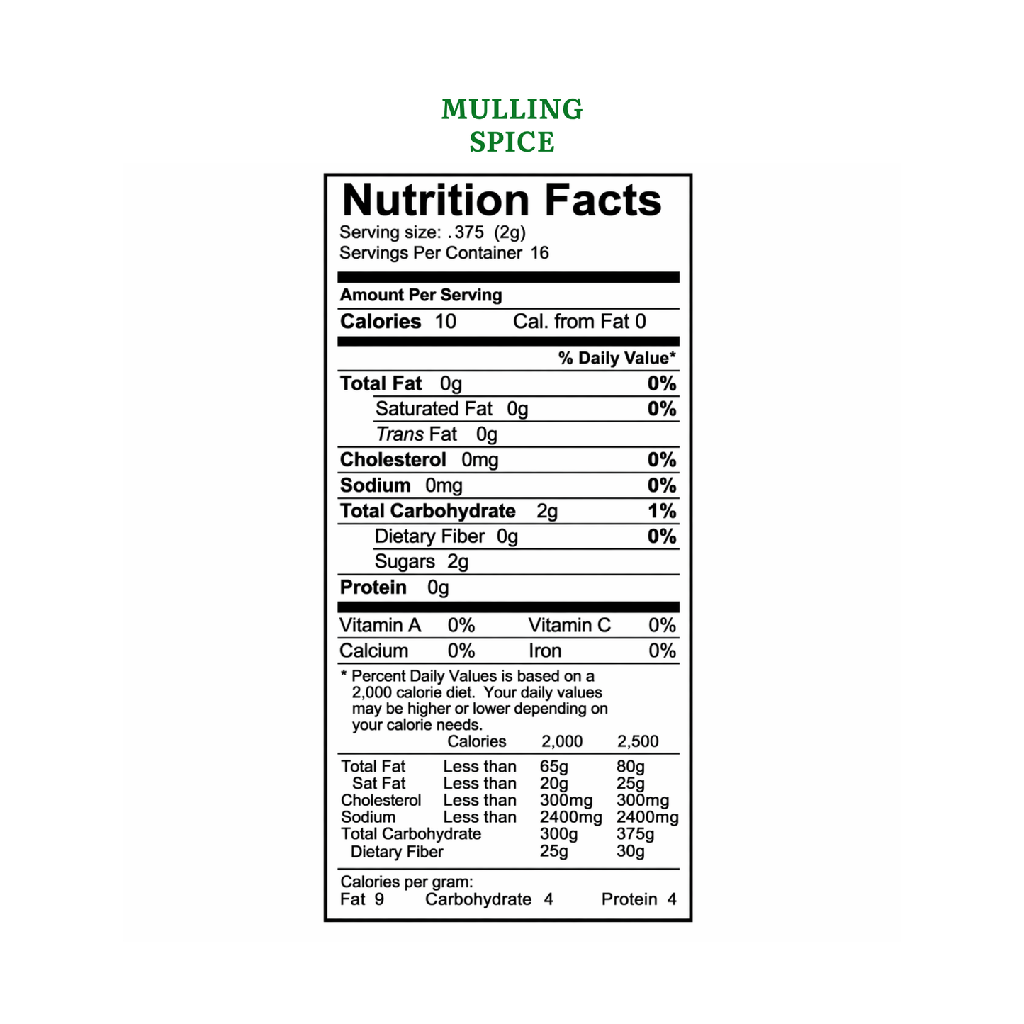 Mills Gourmet - Mulling Spice Blend - 1 Gallon - 6 oz Kraft Pillow Box