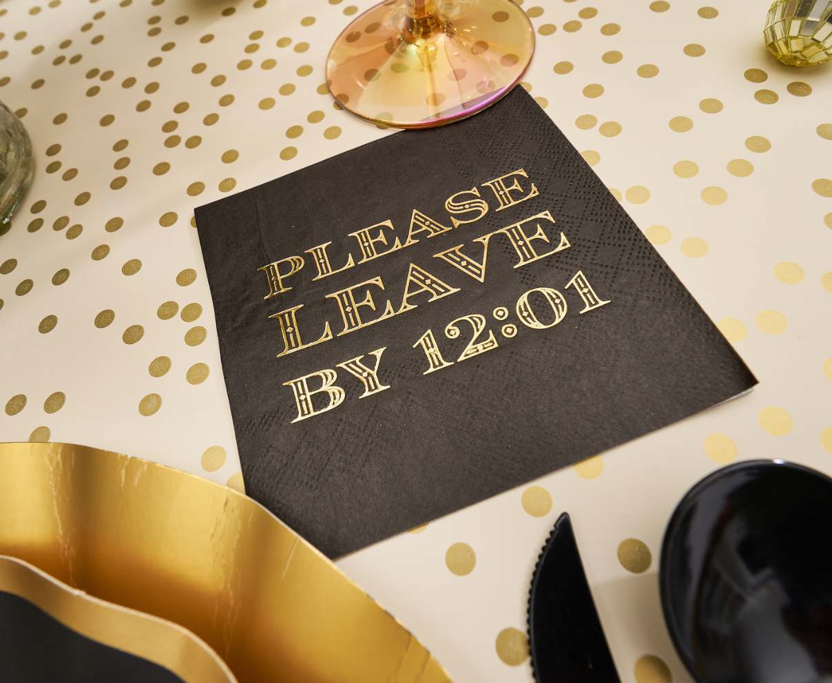 Midnight Sparkle Please Leave By 12:01 Cocktail Napkins