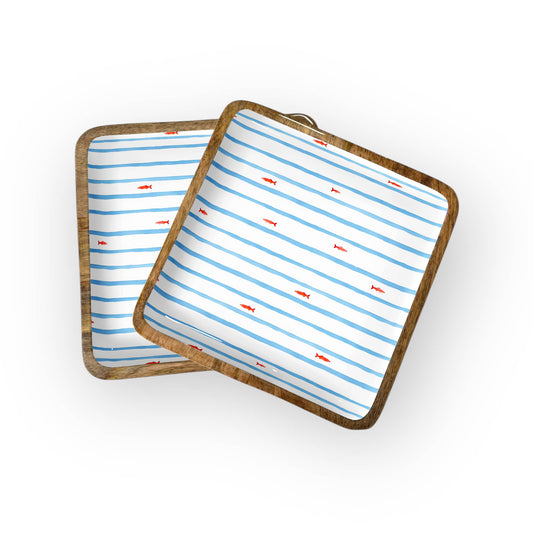 My Casita - Fish Stripe Square Trays (10" in Pack of 2) 6-64-B