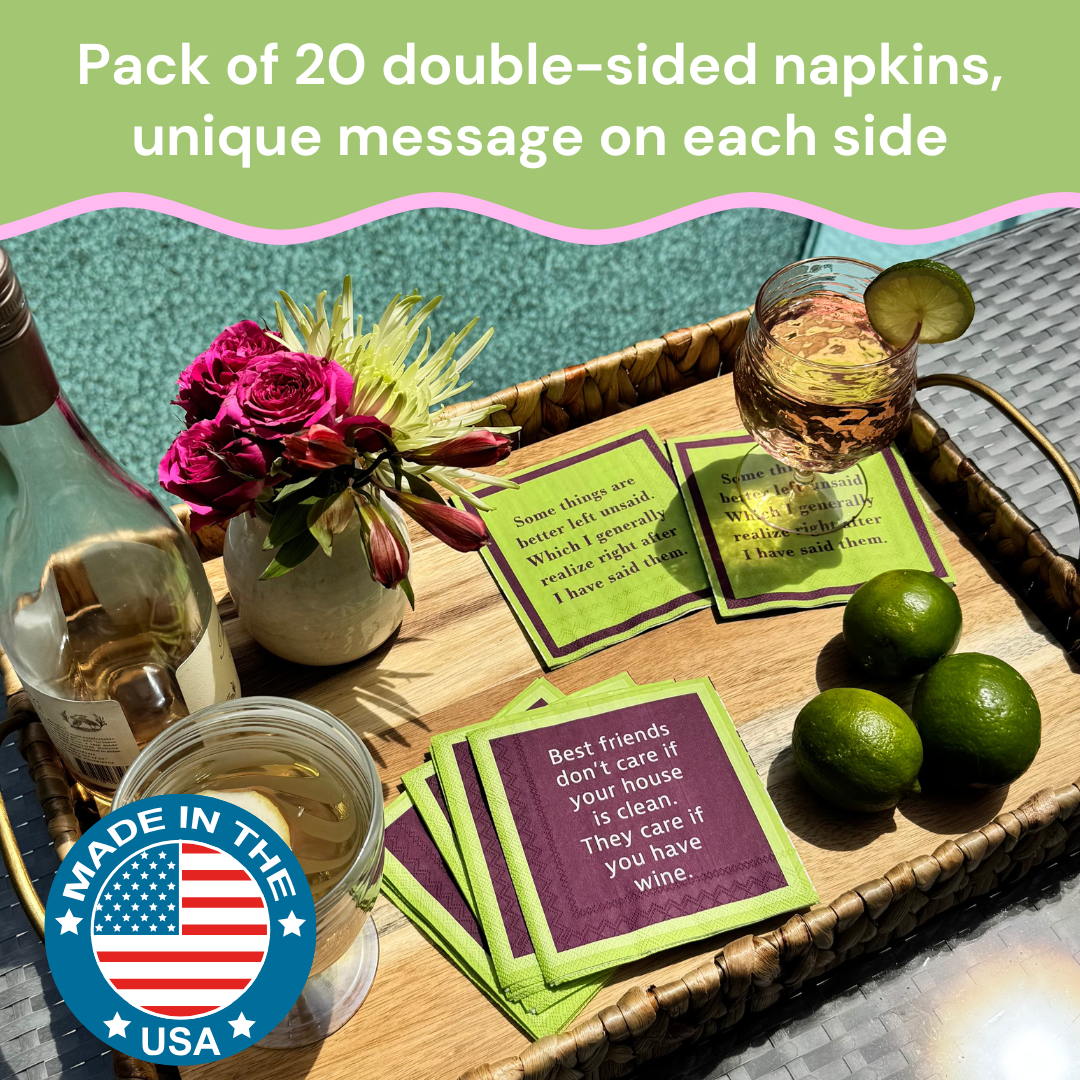 Drinks on Me - NAPKIN My friends tell me I'm too cheap | Funny Home Gift | Cocktail Napkin