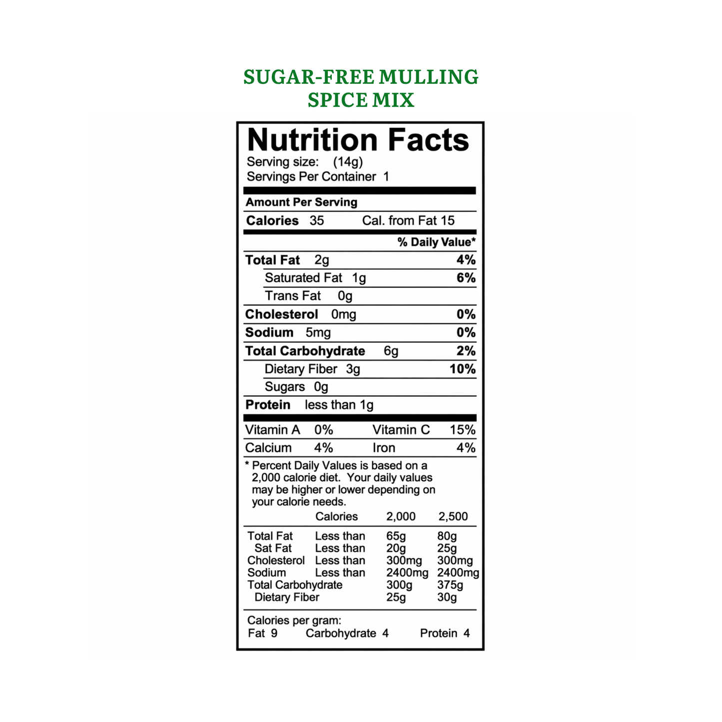Mills Gourmet - Sugar-Free Mulling Spice Blend - 1 Gallon - .5 oz Kraft Box