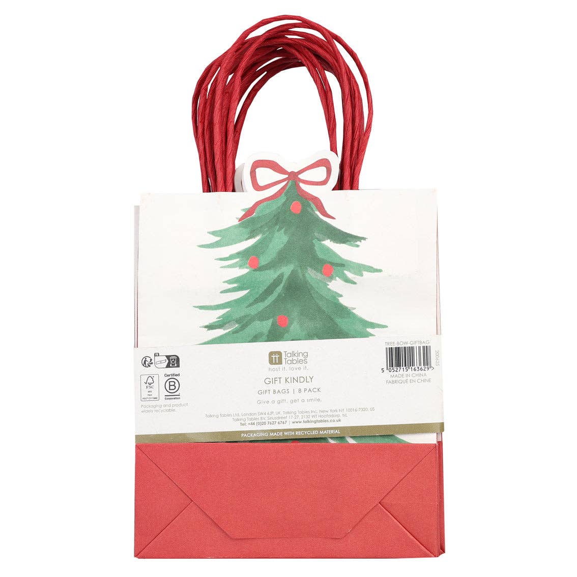 Christmas Tree Paper Gift Bags | 8 Pack | Gifting |