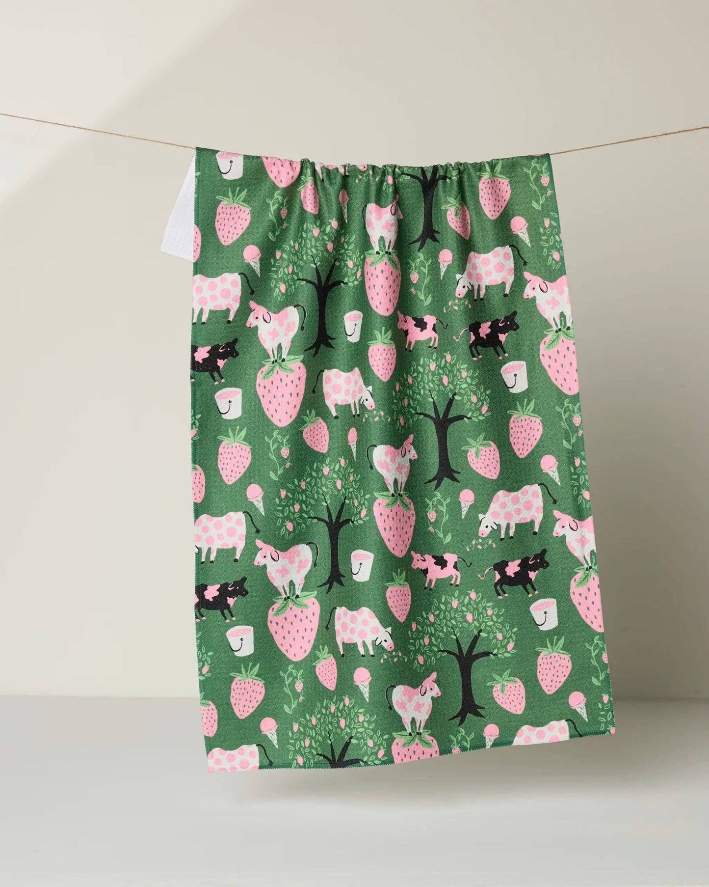 Geometry - Strawberry Cows Tea Towel
