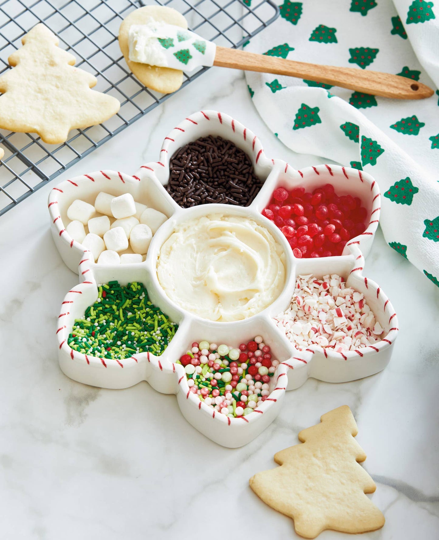 Sweetest Christmas 7-Part Serving Bowls Earthenware, White
