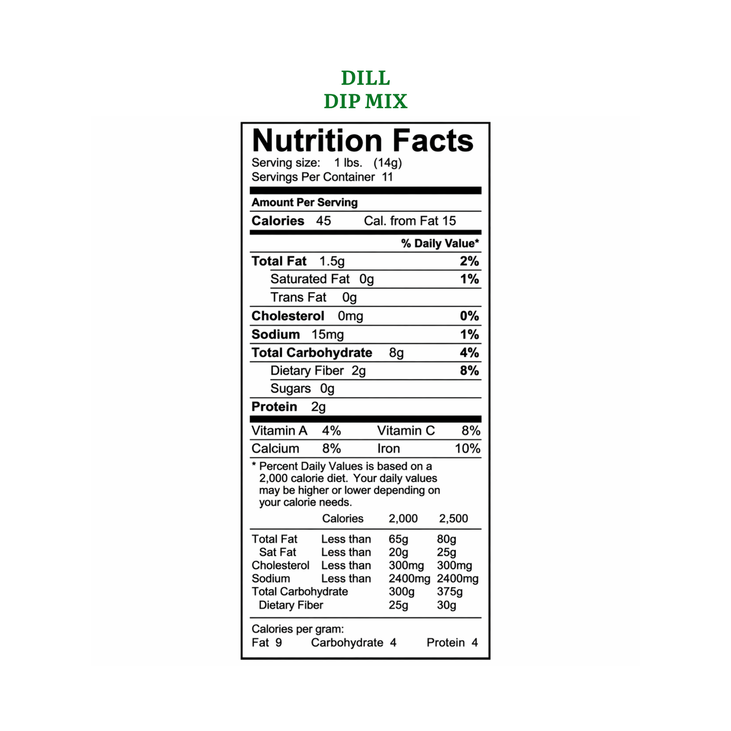Mills Gourmet - Dip Mix - Dill Dip - .5 oz Kraft Pillow Box