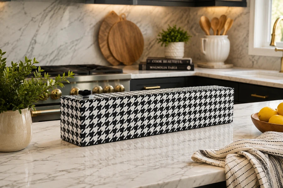 12" x 250' Houndstooth Plastic Wrap Dispenser