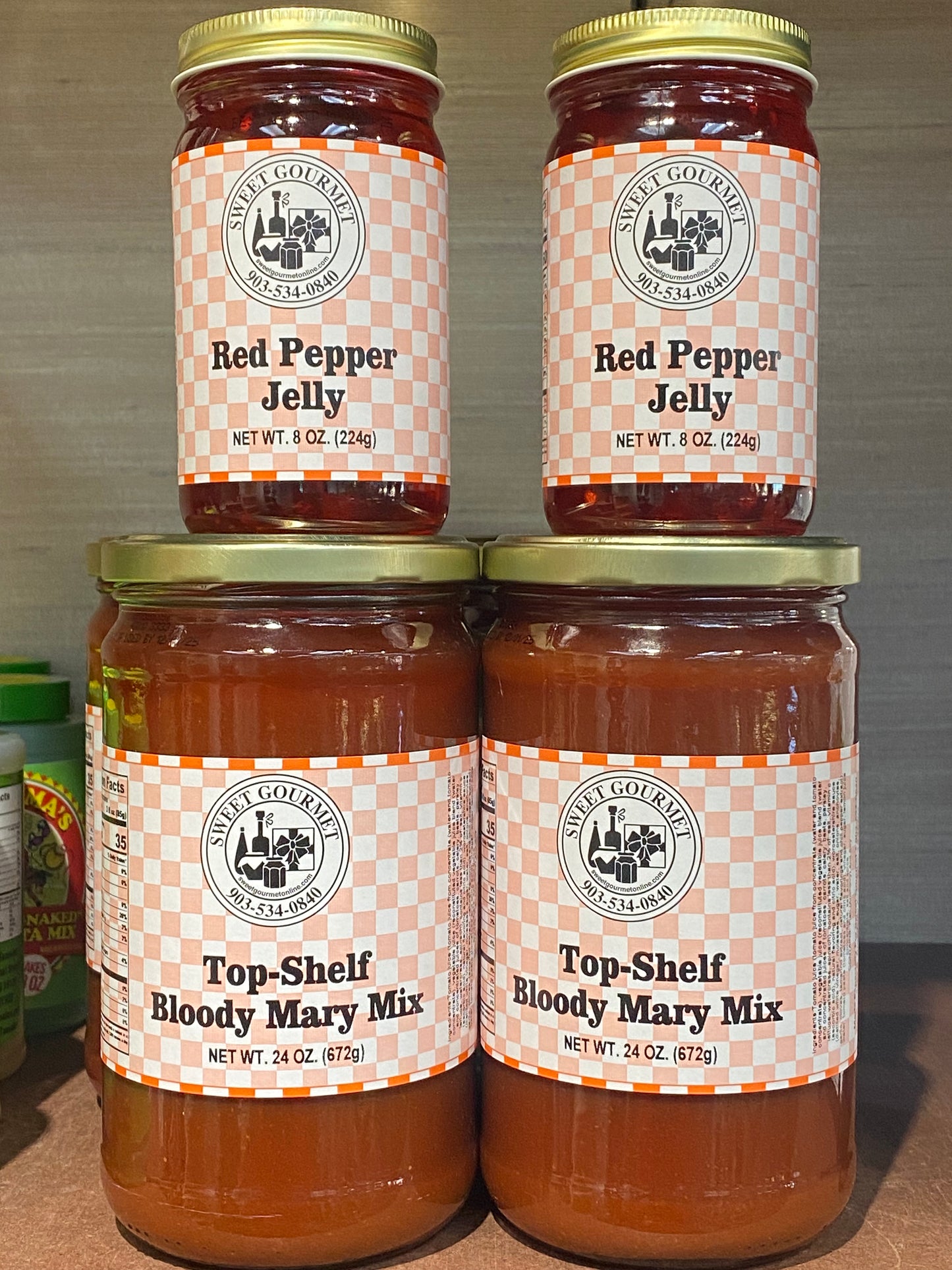 Sweet Gourmet Top Shelf Bloody Mary Mix &  Sweet Gourmet Red Pepper Jelly