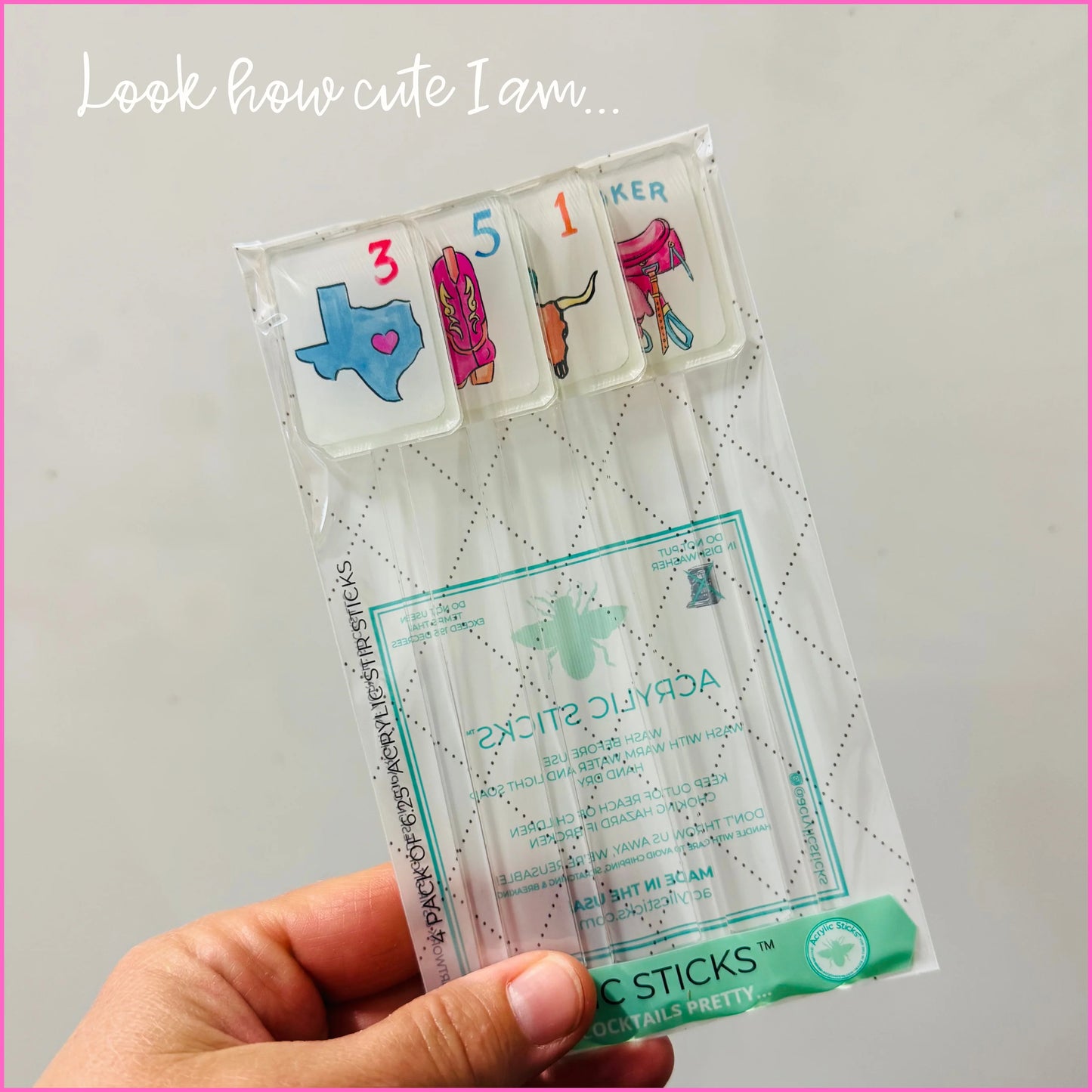 Texas Mahjong Tiles Acrylic Stir Sticks