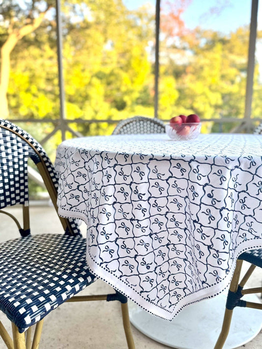 Mended - Table Throw - Lattice Bow, Uniform Blue & Navy