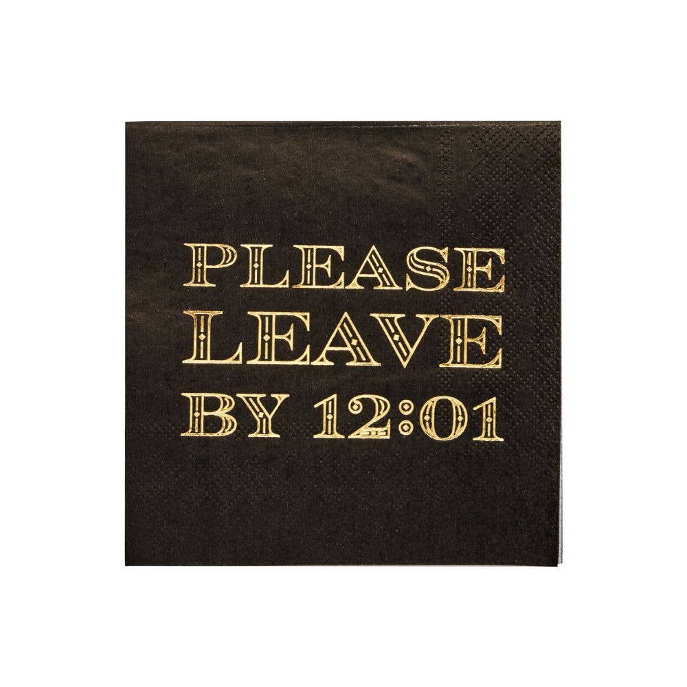 Midnight Sparkle Please Leave By 12:01 Cocktail Napkins