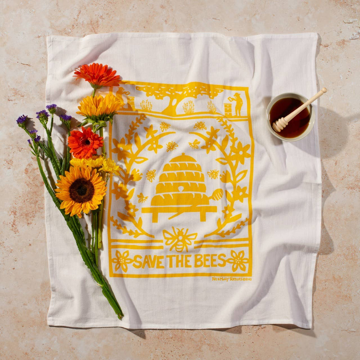Flour Sack Dish Towel - Bees