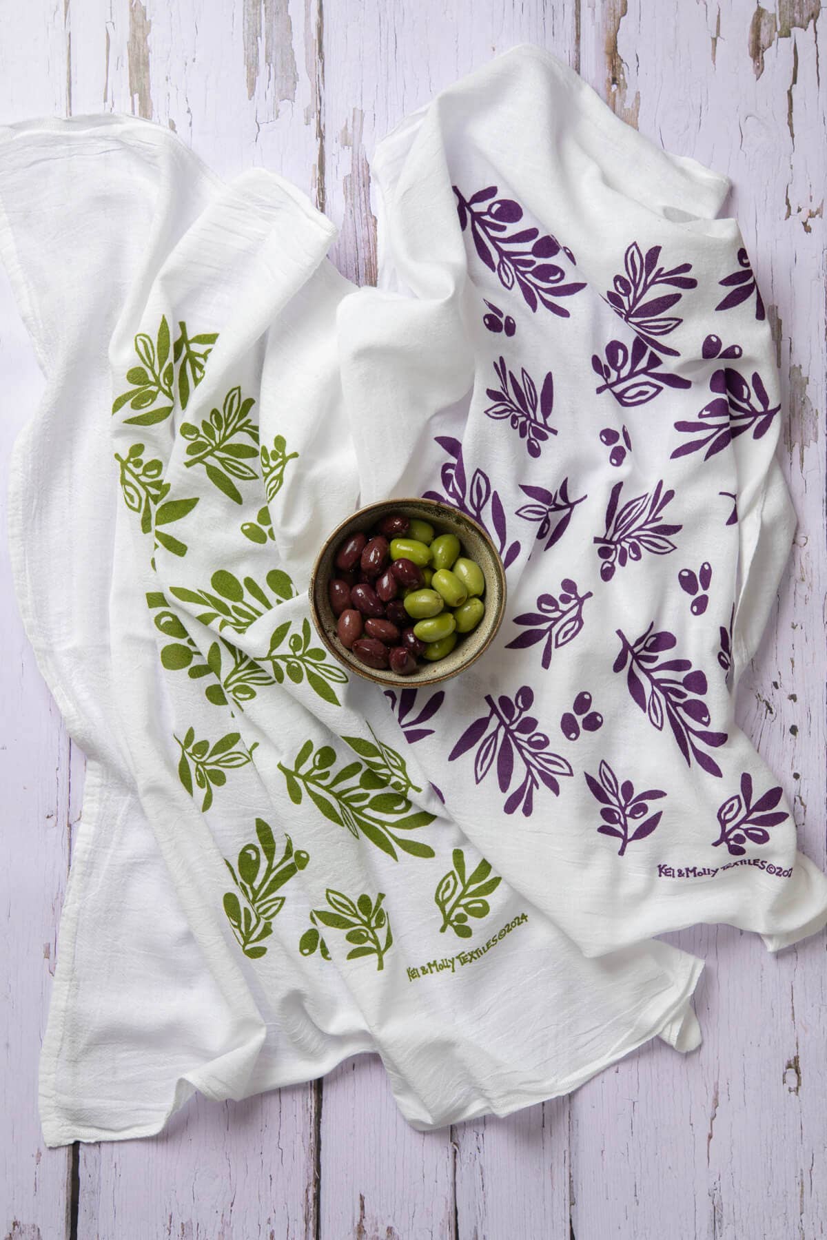 Flour Sack Dish Towel - Olives