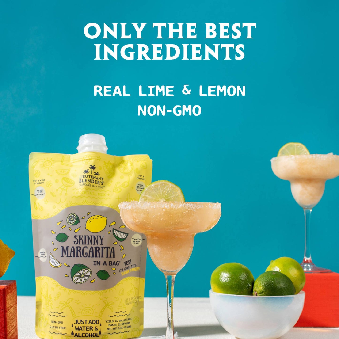 Lieutenant Blender's Cocktail Mixes - Skinny Margarita in a Bag® Cocktail / Mocktail Slushie Mixer